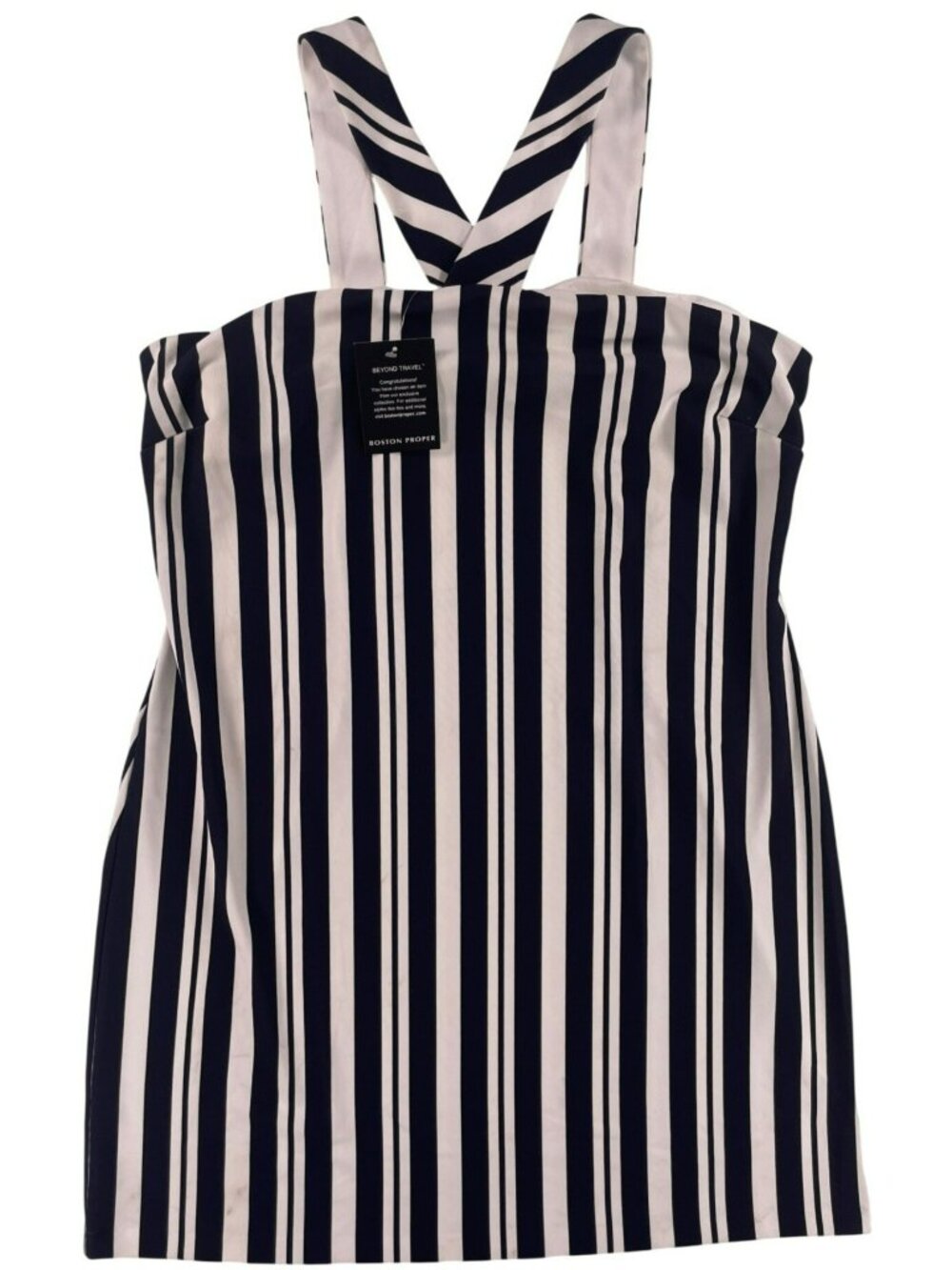 Boston Proper Dress Striped Navy & White Sleeveless Midi Size XL NEW IMPERFECT